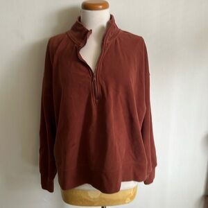 Fabletics Cropped Rust Brown Quarter Zip Sweatshirt 3X
